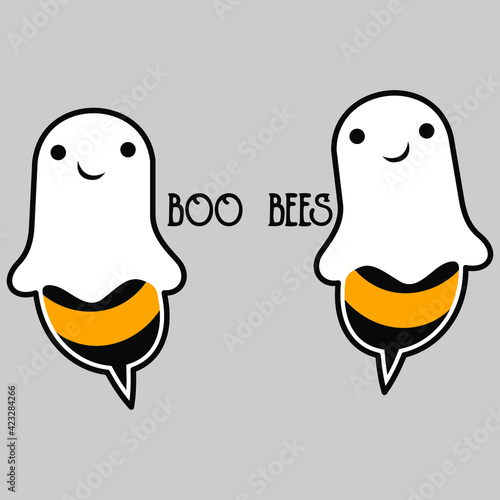 boo bees cartoon halloween - illustration vector art
