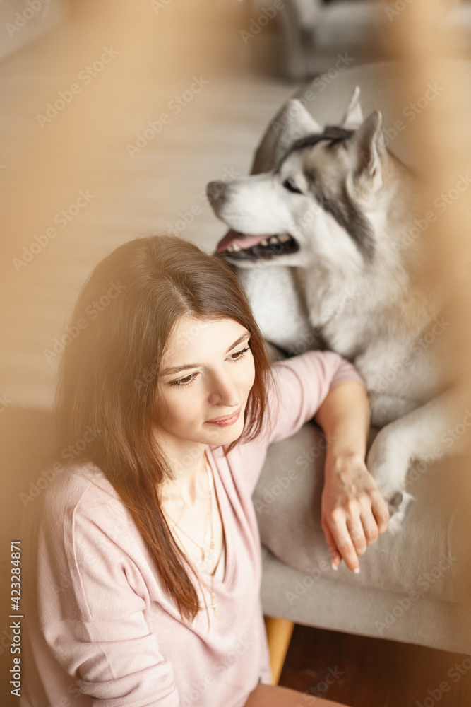 girl and dog