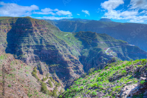 Aerial view of Barranco de Arure at La Gomera, Canary Islands, Spain photo