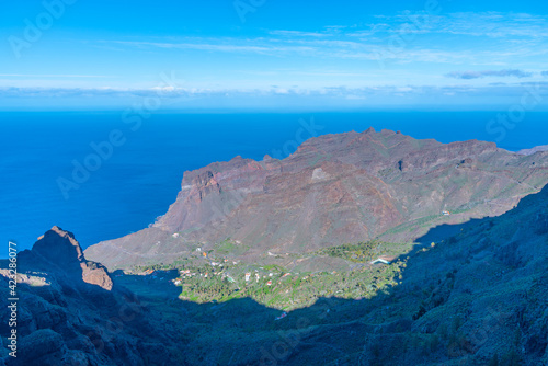 Aerial view of Barranco de Taguluche at La Gomera, Canary Islands, Spain photo