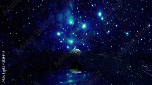 Earth Above Water in the Night With Stars