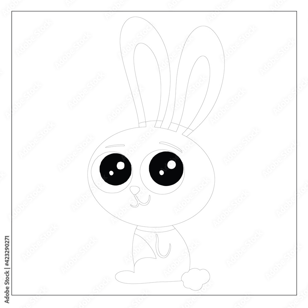 Easter Bunny Coloring Page! Easter Bunny Coloring Book, Easter Bunny Rabbit Cartoon Character. Cute Bunny, Cute Rabbit.