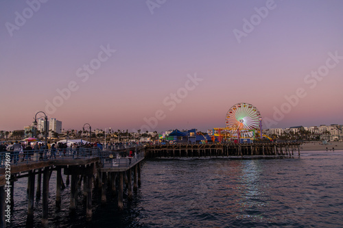 Santa Monica beach in sunrise