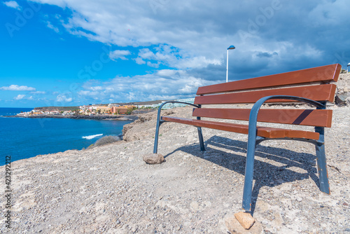 Bench at Palomas viewpoint at Tenerife, Canary Islands, Spain photo