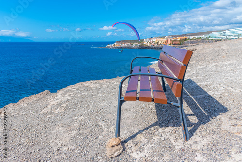 Bench at Palomas viewpoint at Tenerife, Canary Islands, Spain photo