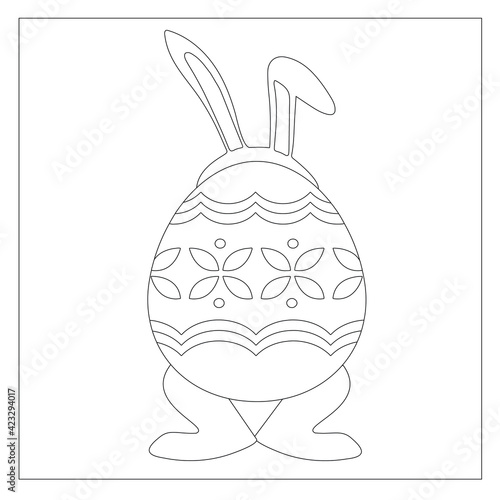 Easter Bunny Coloring Page! Easter Egg Coloring Page, Easter Bunny Rabbit Cartoon Character with Easter Egg.