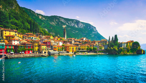 Varenna town, Como Lake district landscape. Italy, Europe. photo