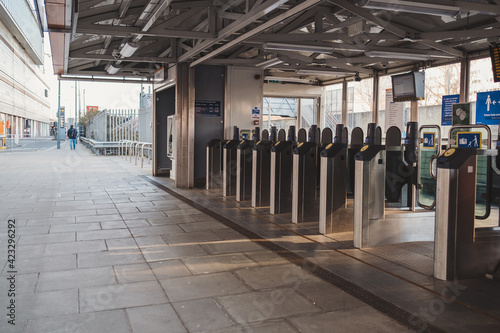 Empty Overground station on monday evening, Transport For London during Coronavirus lockdown photo