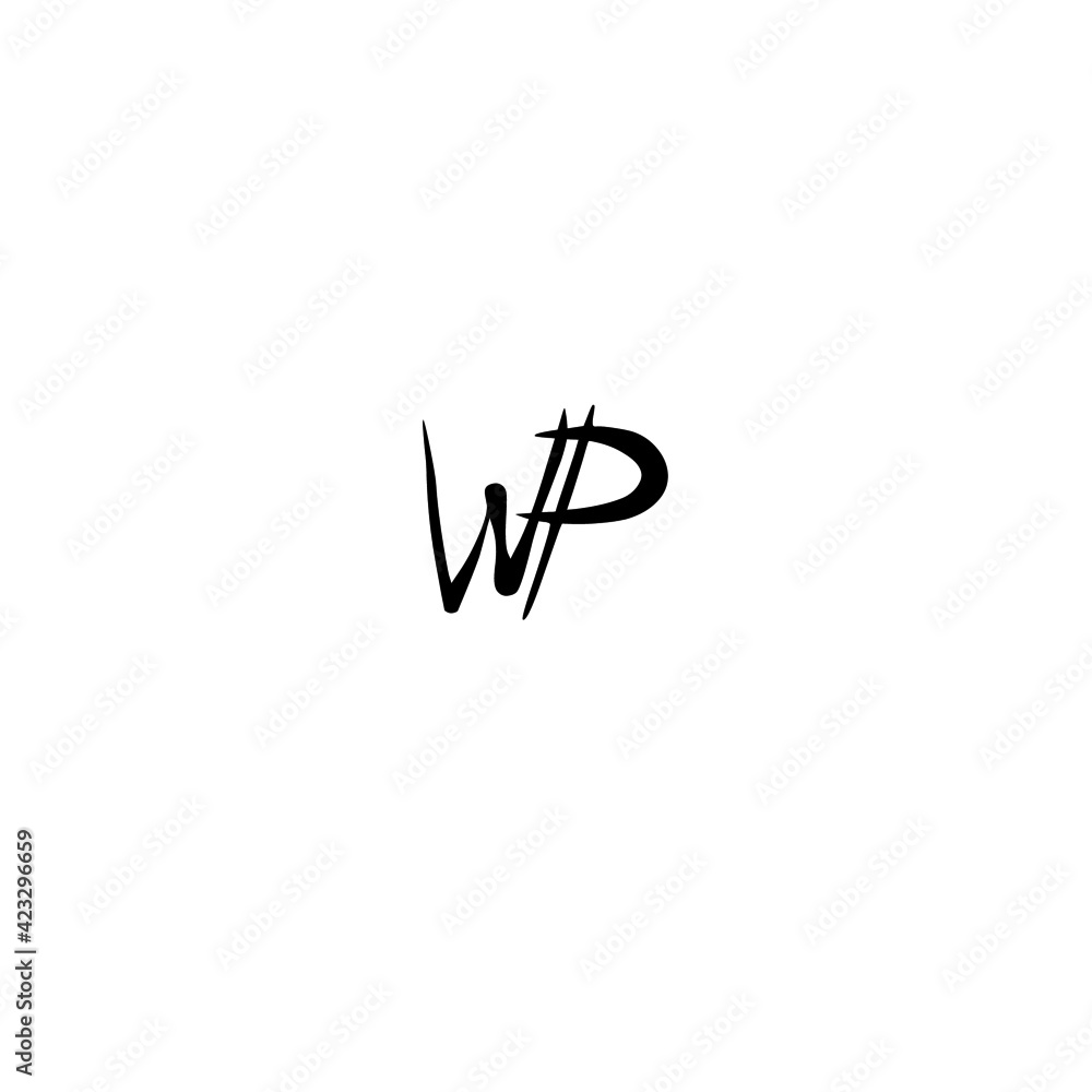 Fototapeta premium WP initial handwriting logo for identity
