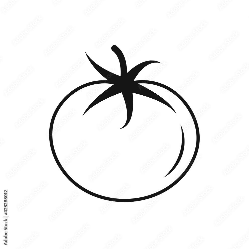 simple linear vector image drawing abstract logo icon tomato isolated black on white background simple linear vector image drawing abstract logo icon tomato isolated black on white background