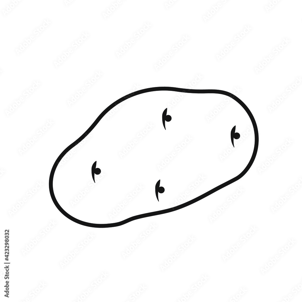 simple vector image of line drawn potato icon isolated black on white simple vector image of line drawn potato icon isolated black on white