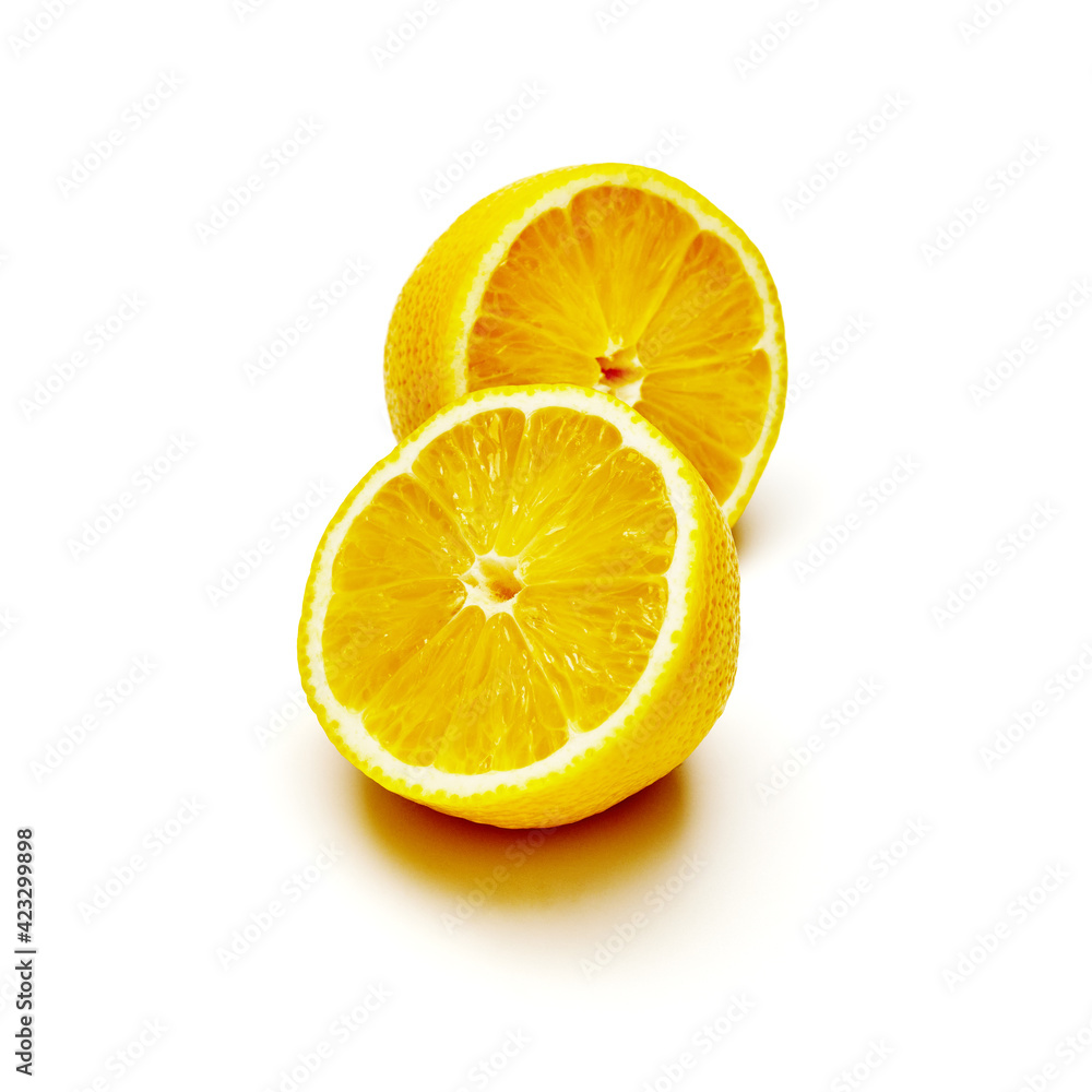 lemon halves isolate on white background close up lemon halves isolate on white background close up