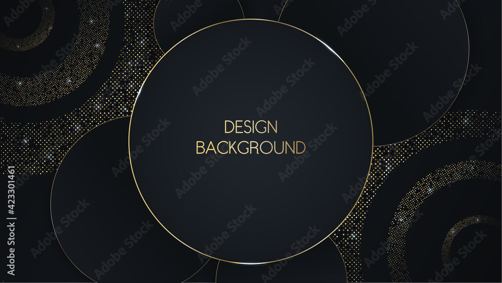 Modern black cover design. Business background, cover. Abstract grey and gold lines backgroun. Vector for catalog, brochure template, magazine layout, booklet. Background for website