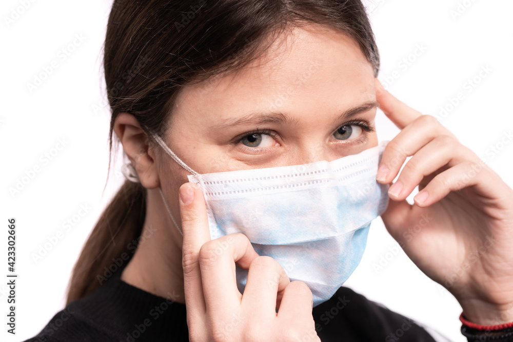 Beautiful young woman posing with mask, Beautiful young woman posing with mask,