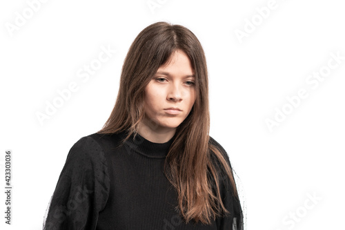 Beautiful young woman posing, wearing black