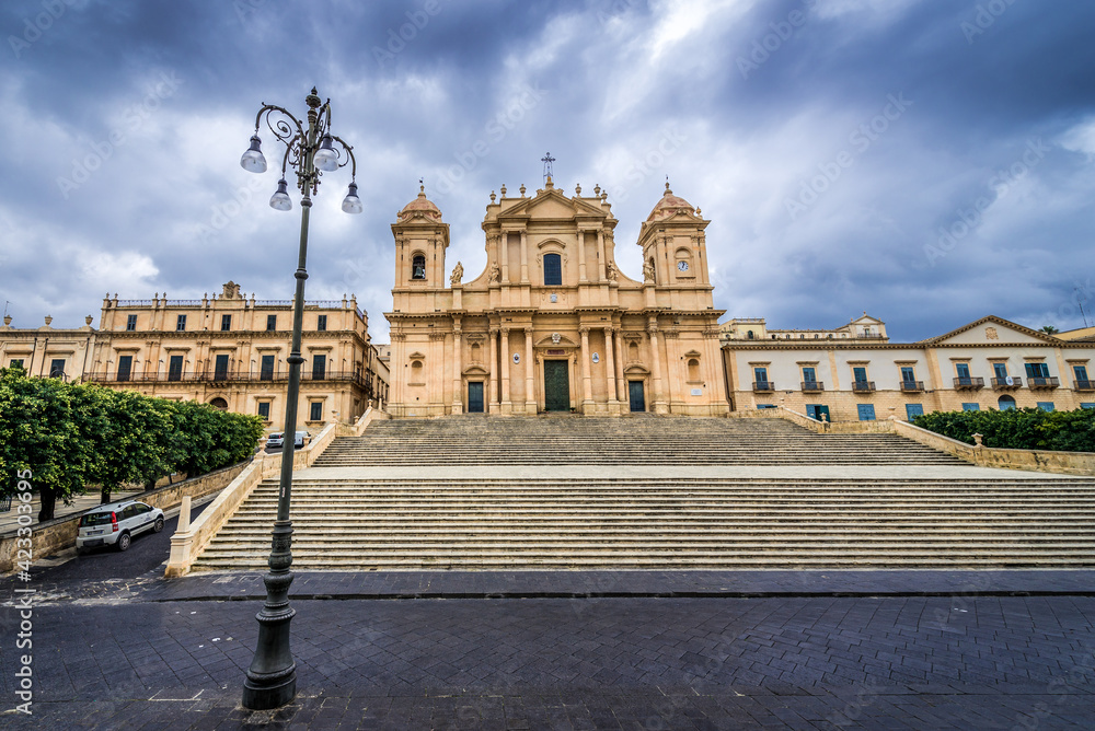 Roman Catholic cathedral in historic part of Noto city, Sicily in Italy