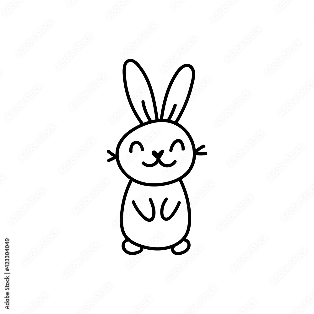 Obraz premium Hand drawn cute doodle easter bunny character