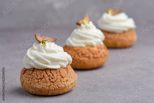 Choux with chestnut filling and chantilly cream