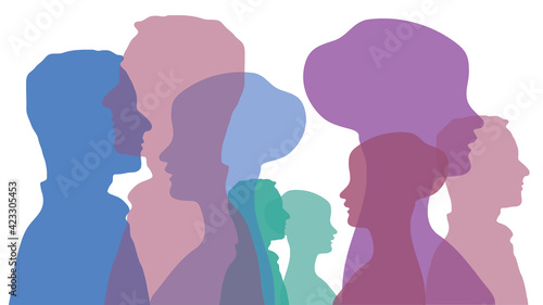 Woman and man profile silhouette