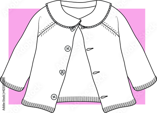 Baby cardigan design. Cardigan vector sketch