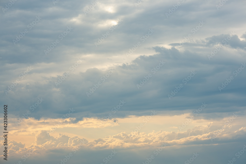 Beautiful sky background with clouds. Scenic cloudscape.