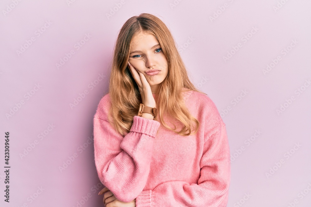 Beautiful young caucasian girl wearing casual clothes thinking looking tired and bored with depression problems with crossed arms. Beautiful young caucasian girl wearing casual clothes thinking looking tired and bored with depression problems with crossed arms.