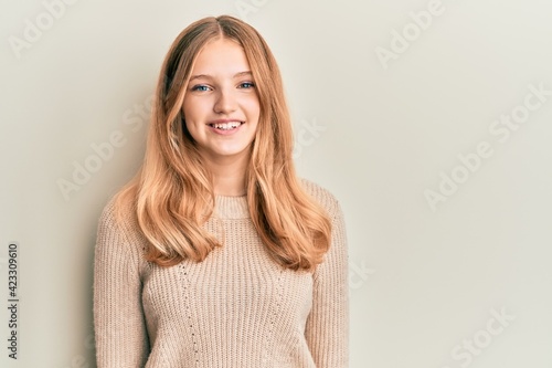 Beautiful young caucasian girl wearing casual clothes with a happy and cool smile on face. lucky person.
