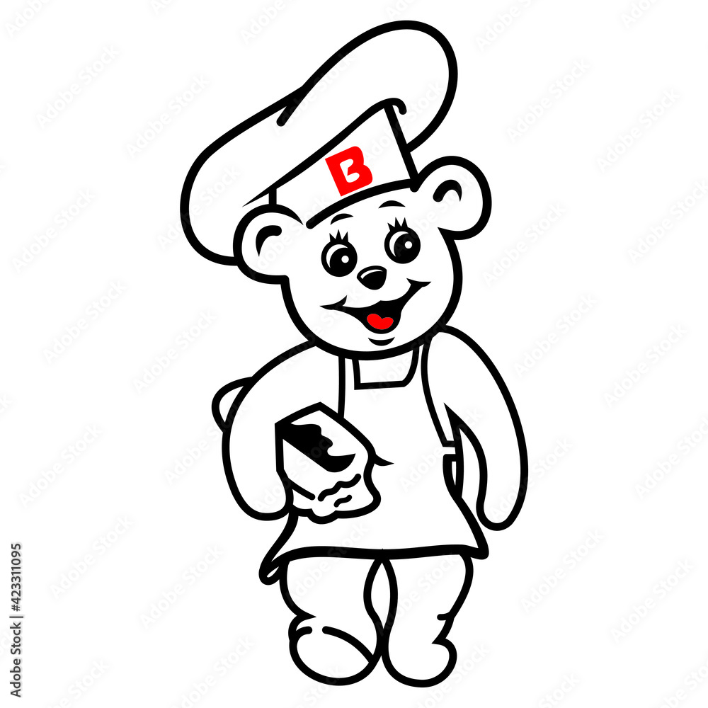 white bear baker with apron cartoon - illustration vector art white bear baker with apron cartoon - illustration vector art