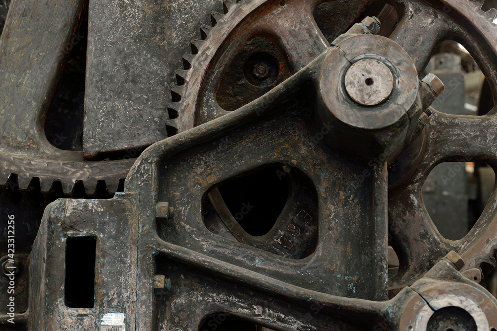 A detail of an old rusty machine