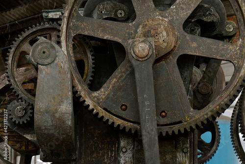 A detail of an old rusty machine