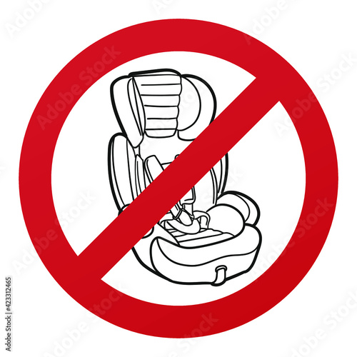 Baby Seat Vehicle Symbol Isolated on White Background. Children Protection on Car Vector Illustration Prohibition Stop Sign.