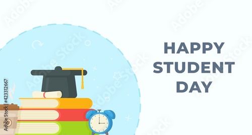 Happy student Day. Vector illustration of taking exams. Celebration of the holiday. November 17. 