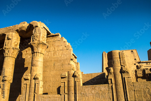The Temple of Edfu is an ancient Egyptian temple located on the west bank of the Nile. It is the second largest temple in Egypt after Karnak It is dedicated to the falcon god Horus
