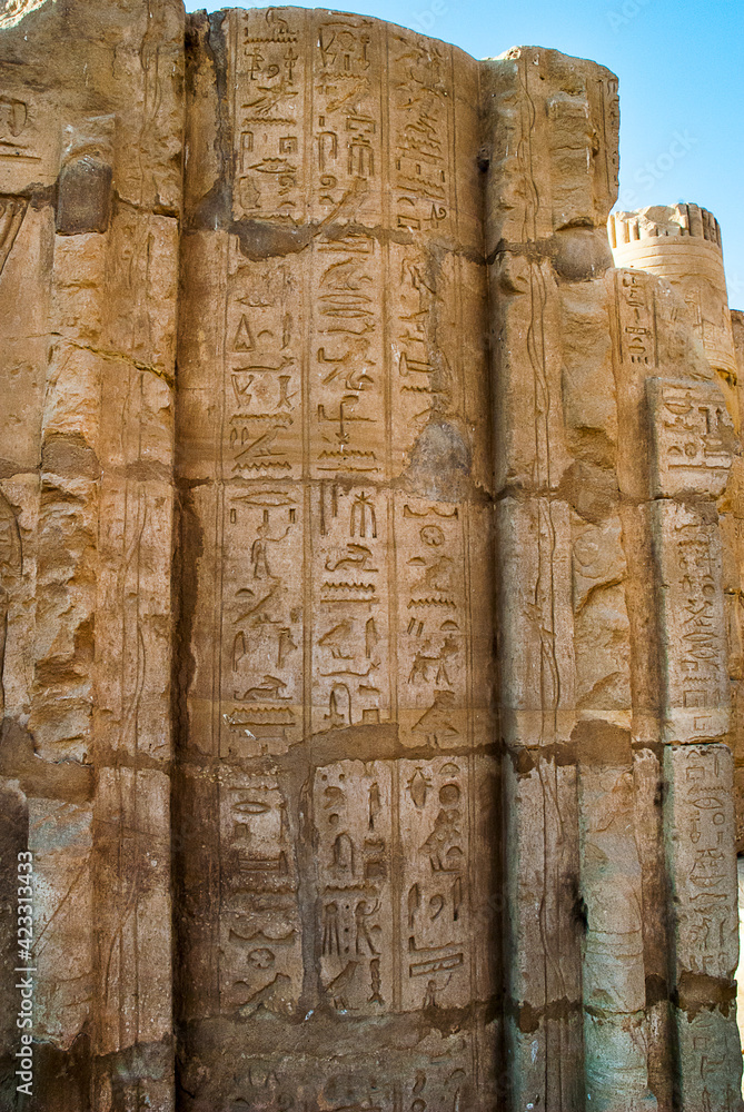 The Temple of Edfu is an ancient Egyptian temple located on the west bank of the Nile. It is the second largest temple in Egypt after Karnak It is dedicated to the falcon god Horus The Temple of Edfu is an ancient Egyptian temple located on the west bank of the Nile. It is the second largest temple in Egypt after Karnak It is dedicated to the falcon god Horus