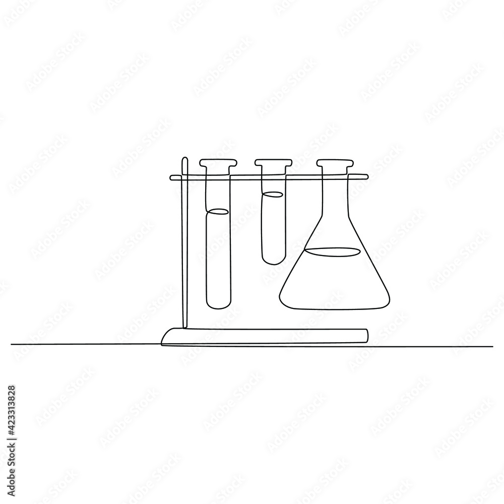 continuous line drawing of laboratory bottle vector illustration Stock