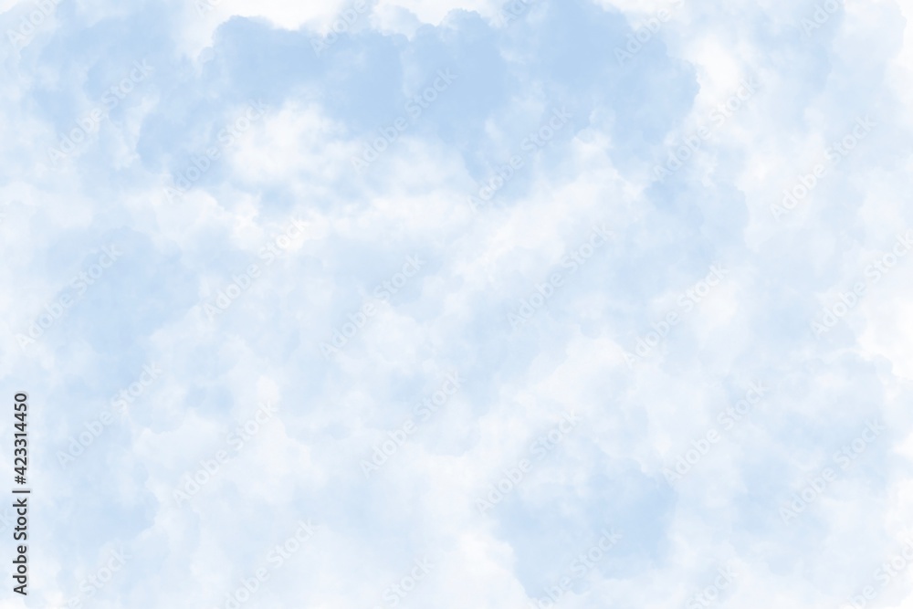 Pastel blue sky with clouds background effect
