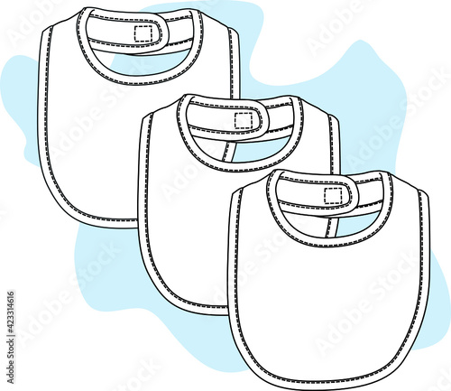 Baby bib design vector flat sketch template