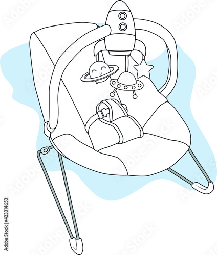 Baby Rocker And Bouncer Design. Mamas and Papas Baby Bouncing Cradle vector sketch template