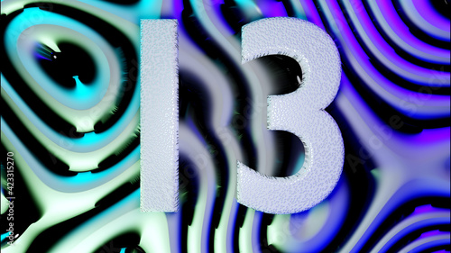 Number 13 on abstract wave texture floor