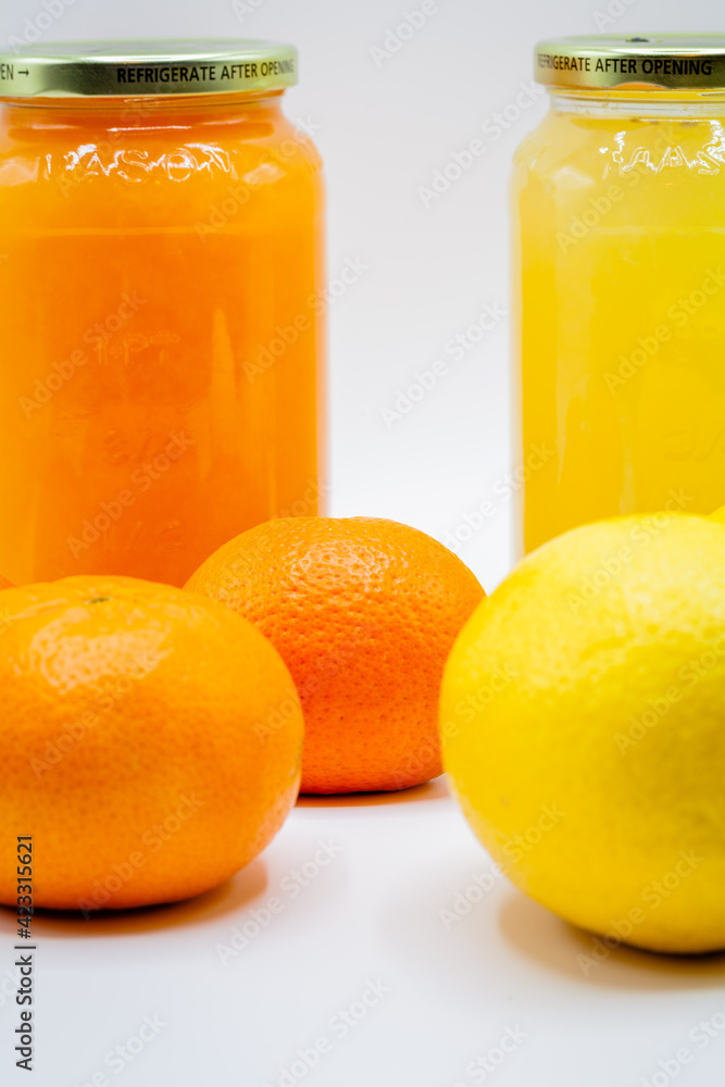 Lemons and Mandarins Mason Jar Close Up Lemons and Mandarins Mason Jar Close Up