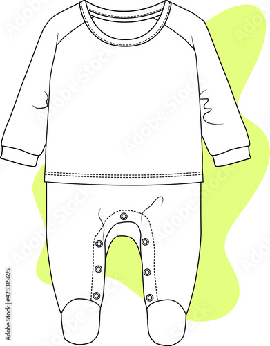 Baby Outfit Set design vector flat sketch. You can use it as a design template in your baby clothing designs.