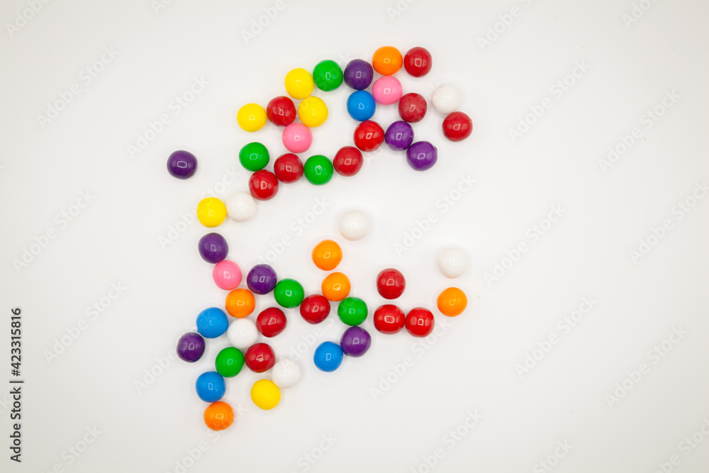 Colorful Round Candies from Overhead