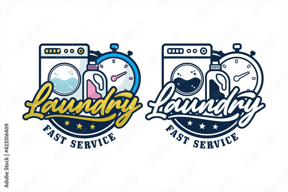 Laundry fast service design premium logo