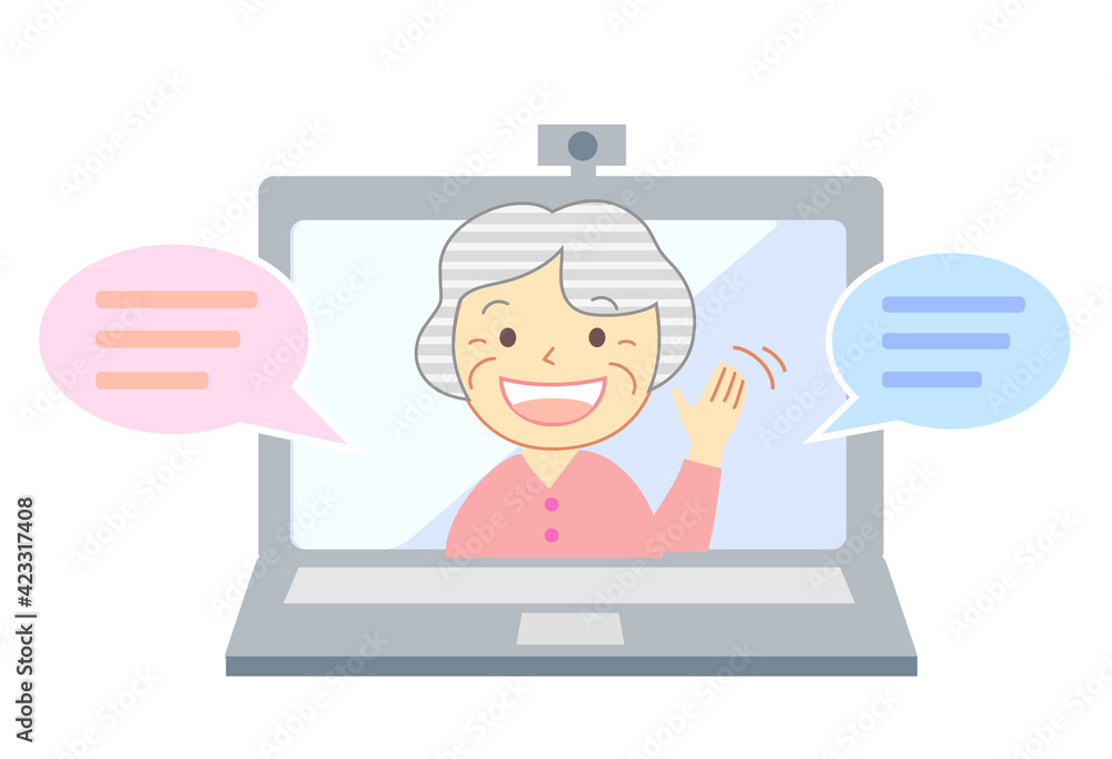 Elderly people with smiles talking through PC online family reunion
Elderly people with smiles talking through PC online family reunion