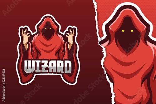 Red Robe Wizard Mascot Logo Template