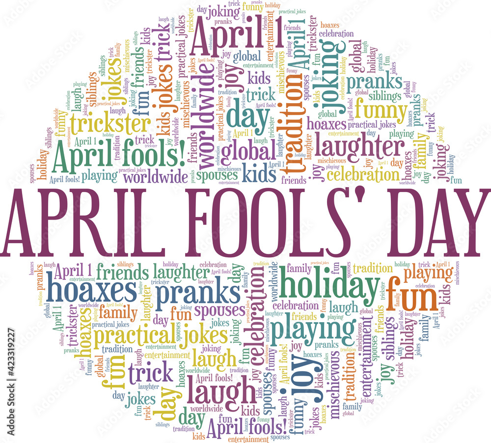 Obraz premium April Fools' Day vector illustration word cloud isolated on a white background.