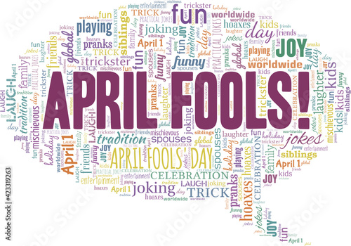 April Fools' Day vector illustration word cloud isolated on a white background.