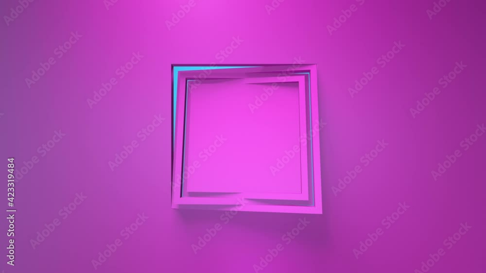 Pink business animation. Rotation of square frames. 3d rendering, window, loop, minimalistic solid color. Somersault Pink business animation. Rotation of square frames. 3d rendering, window, loop, minimalistic solid color. Somersault