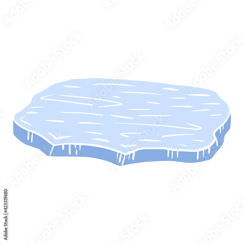 Glacier isolated on white background. Abstract piece ice blue color. Sketch in style doodle