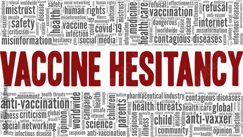 Vaccine hesitancy vector illustration word cloud isolated on a white background.